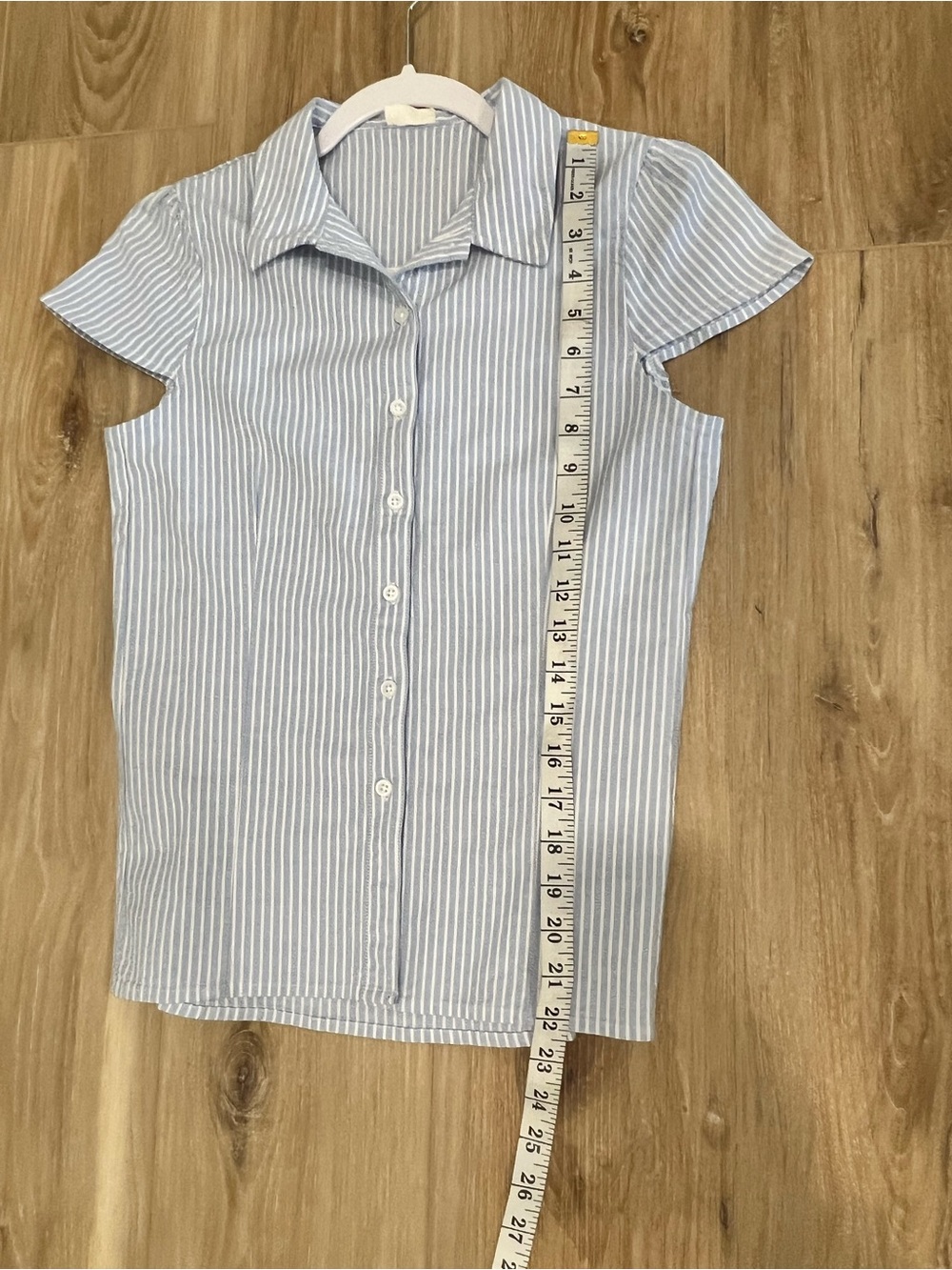 JOHN GALT Brandy Melville Blue&White Striped Rue Collared Short Sleeve Button Up - Picture 5 of 8